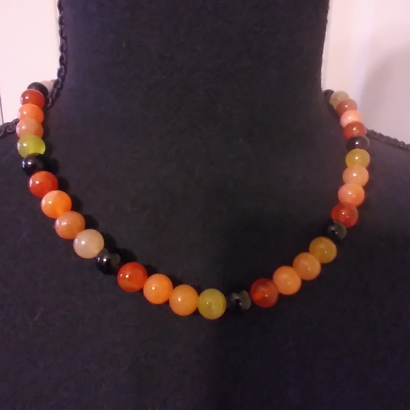 Hand-made Jewelry - ♥ 💥 17" Red Aventurine, Agate, Onyx &  Yellow Jade Necklace ♥